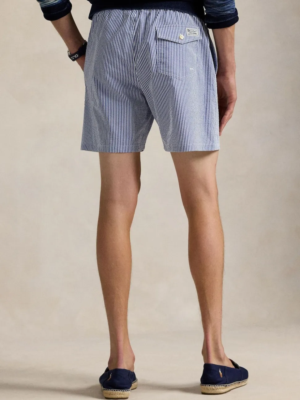 Polo Ralph Lauren Light Blue Traveler Classic Seersucker Logo Swim Shorts