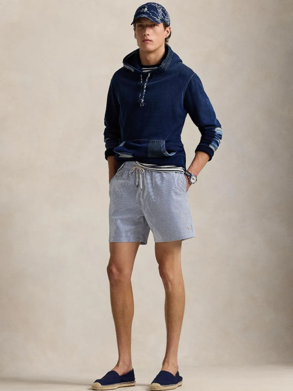 Polo Ralph Lauren Light Blue Traveler Classic Seersucker Logo Swim Shorts