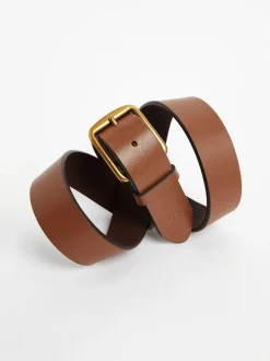 Polo Ralph Lauren Tan Brown Saddle Leather Logo Belt