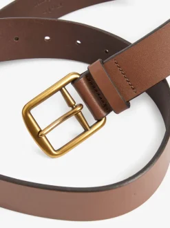 Polo Ralph Lauren Tan Brown Saddle Leather Logo Belt