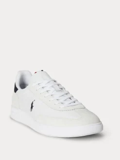 Polo Ralph Lauren White Bedford Suede Leather Mix Trainers