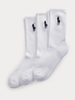Polo Ralph Lauren White Big Pony Logo Crew Socks 3 Pack