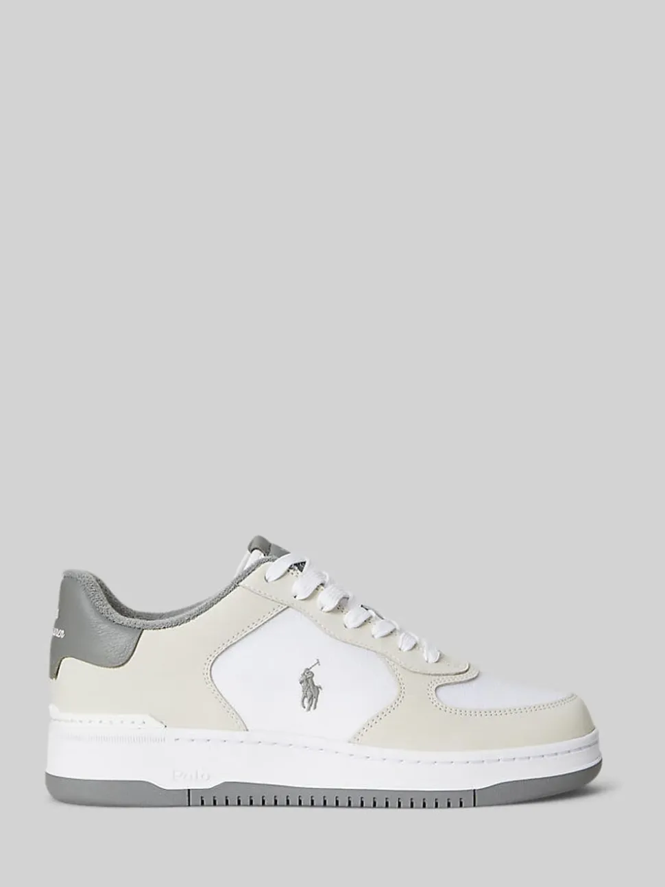 Polo Ralph Lauren White/Grey Masters Court Leather Trainers