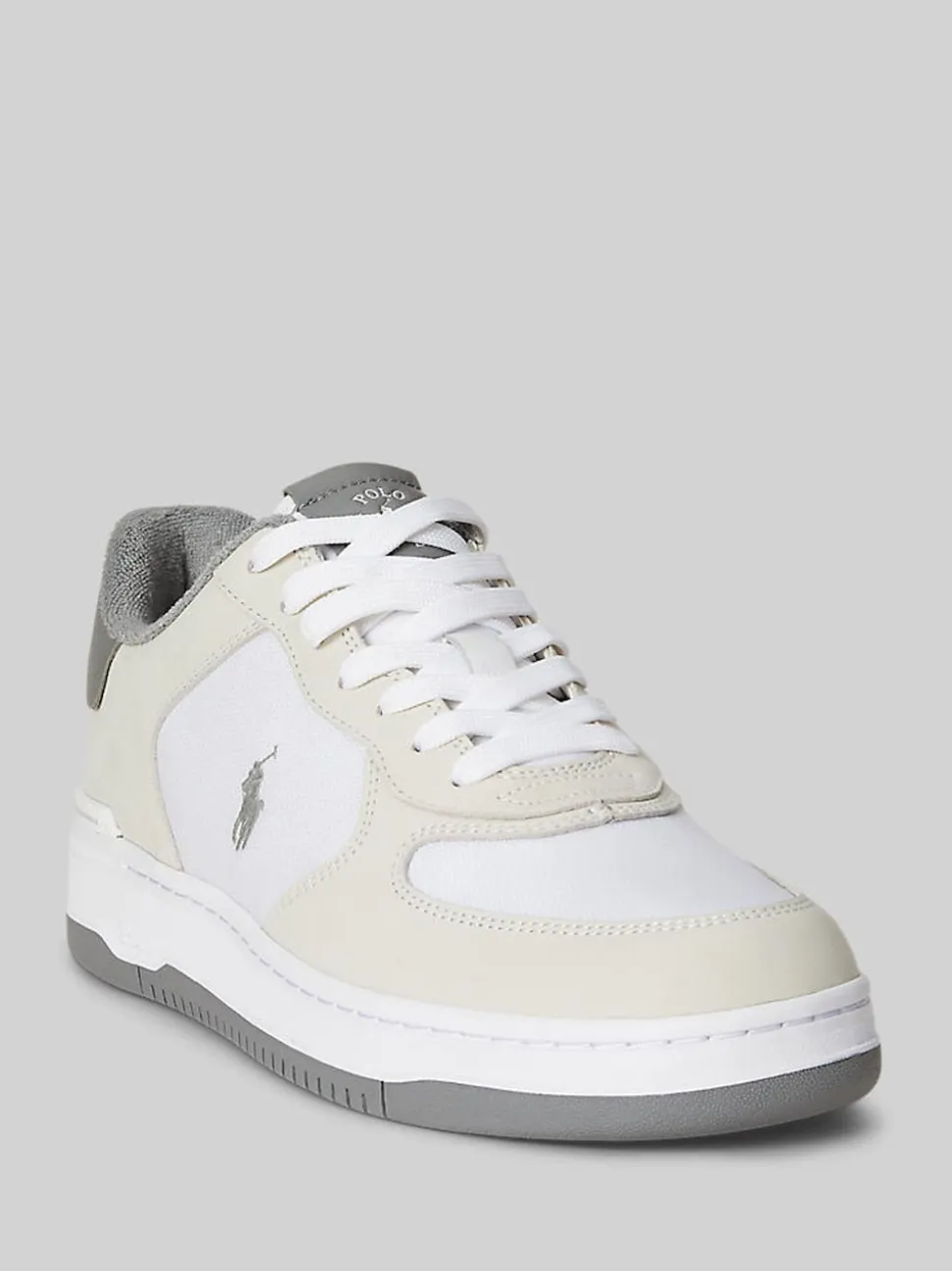 Polo Ralph Lauren White/Grey Masters Court Leather Trainers