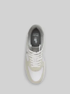 Polo Ralph Lauren White/Grey Masters Court Leather Trainers