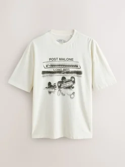 Post Malone White Regular Fit Band Graphic Print T-Shirt