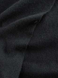 PS Paul Smith Black Wool Zebra Print Logo Stripe Scarf