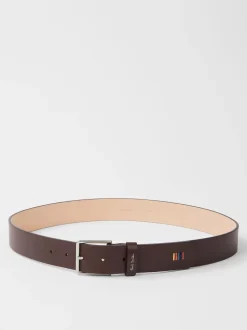 PS Paul Smith Brown Stitch Detail Logo Belt