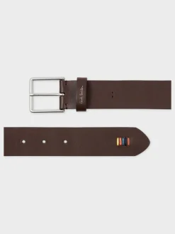 PS Paul Smith Brown Stitch Detail Logo Belt