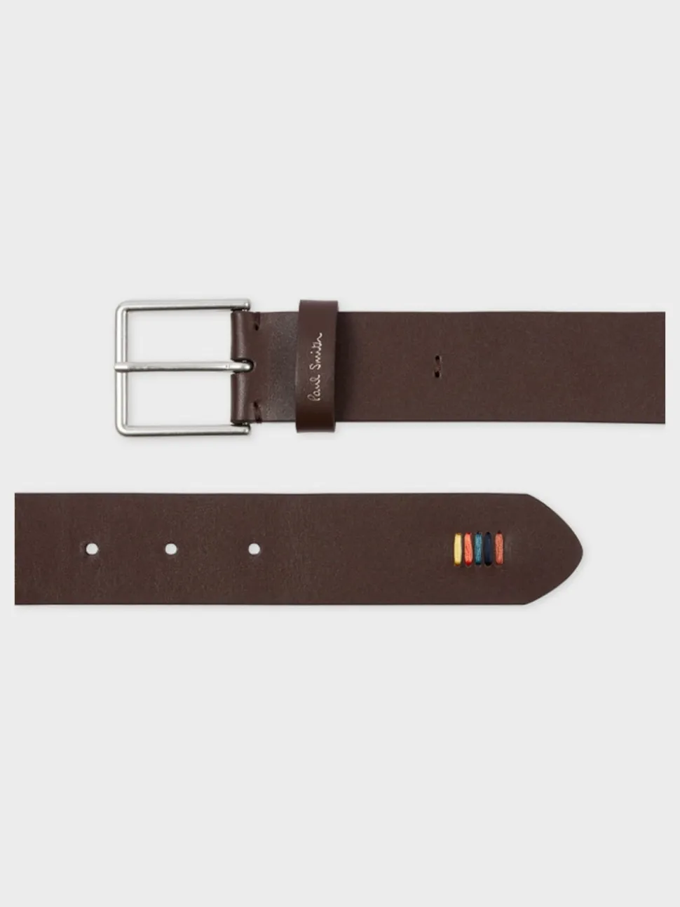 PS Paul Smith Brown Stitch Detail Logo Belt