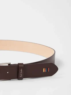 PS Paul Smith Brown Stitch Detail Logo Belt