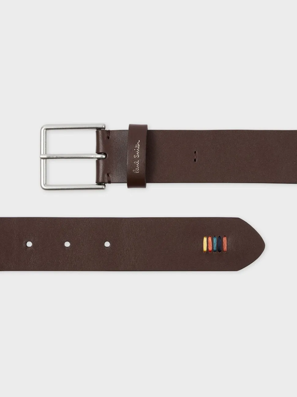 PS Paul Smith Brown Stitch Detail Logo Belt