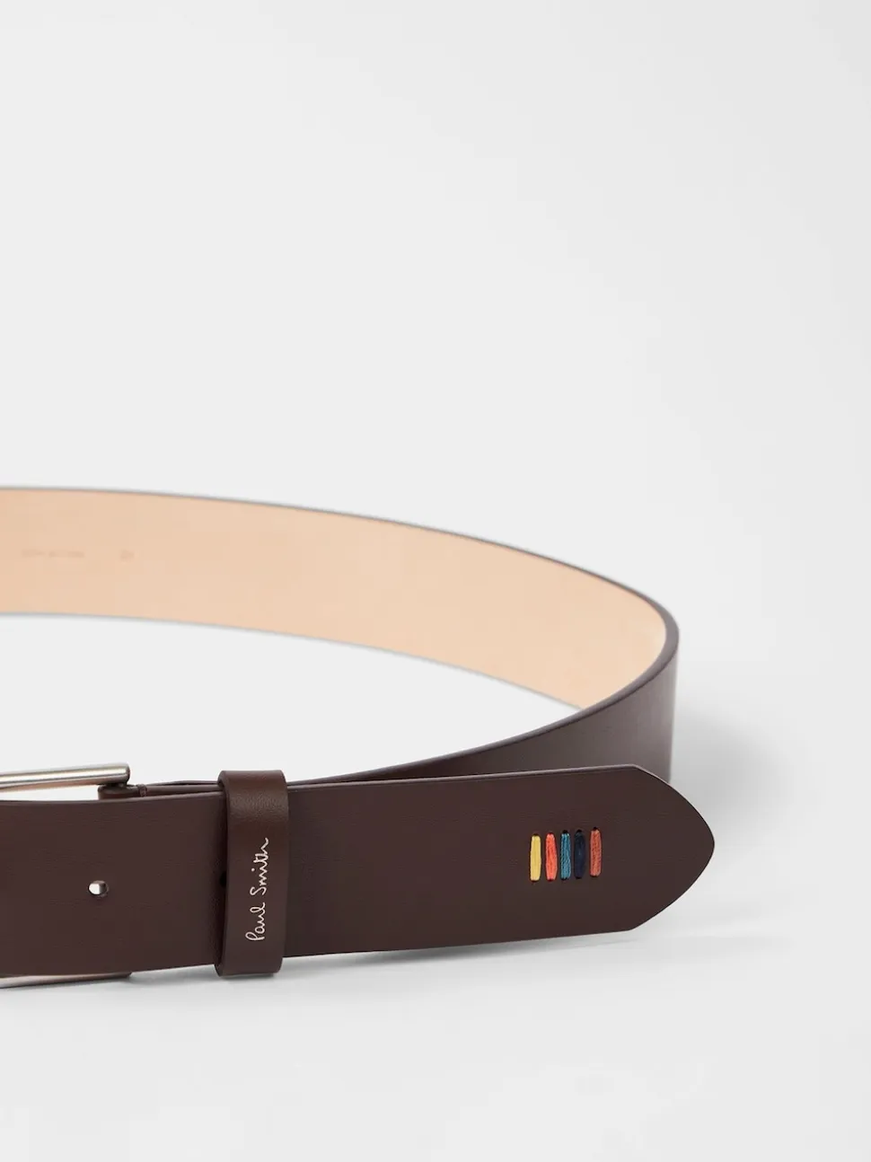 PS Paul Smith Brown Stitch Detail Logo Belt