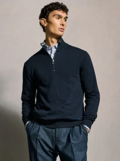 PS Paul Smith Navy Blue Quarter Zip Knit Jumper