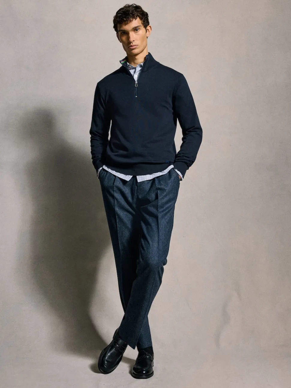 PS Paul Smith Navy Blue Quarter Zip Knit Jumper