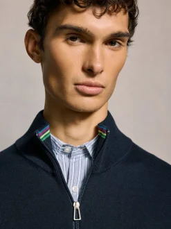 PS Paul Smith Navy Blue Quarter Zip Knit Jumper
