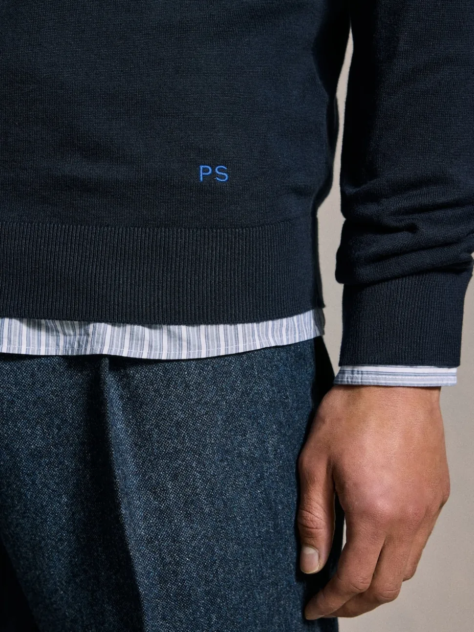 PS Paul Smith Navy Blue Quarter Zip Knit Jumper
