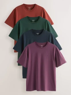 Purple / Navy Blue / Orange / Green Regular Fit T-Shirts 4 Pack