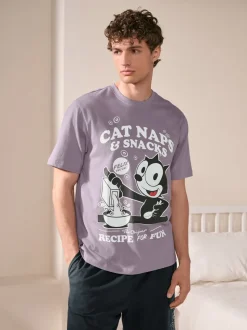Purple Felix The Cat Jersey Short Pyjamas Set