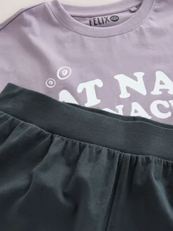 Purple Felix The Cat Jersey Short Pyjamas Set
