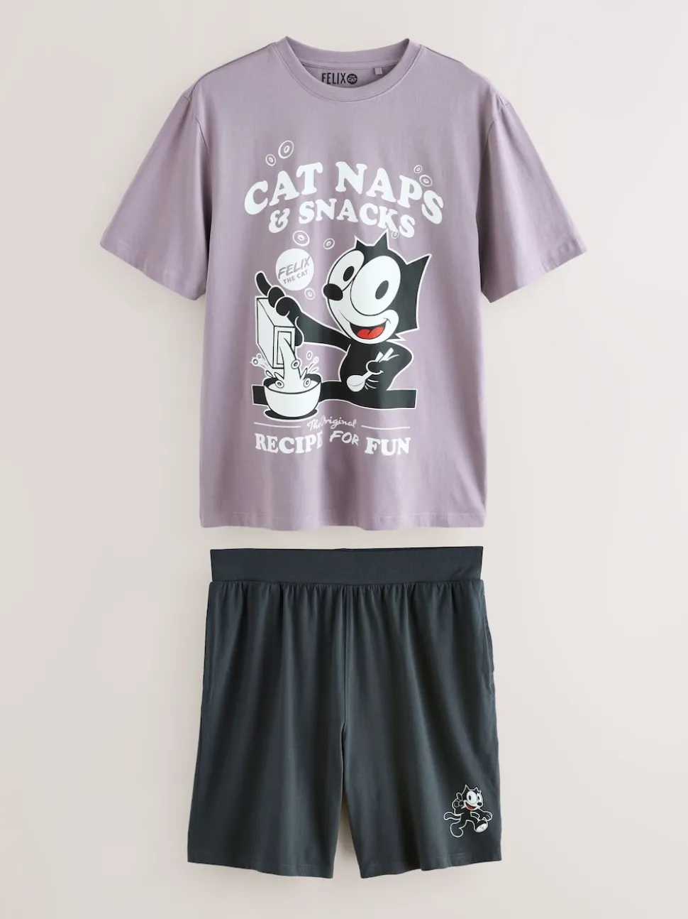 Purple Felix The Cat Jersey Short Pyjamas Set
