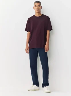 Purple Fig Regular Fit Essential Crew Neck Cotton T-Shirt