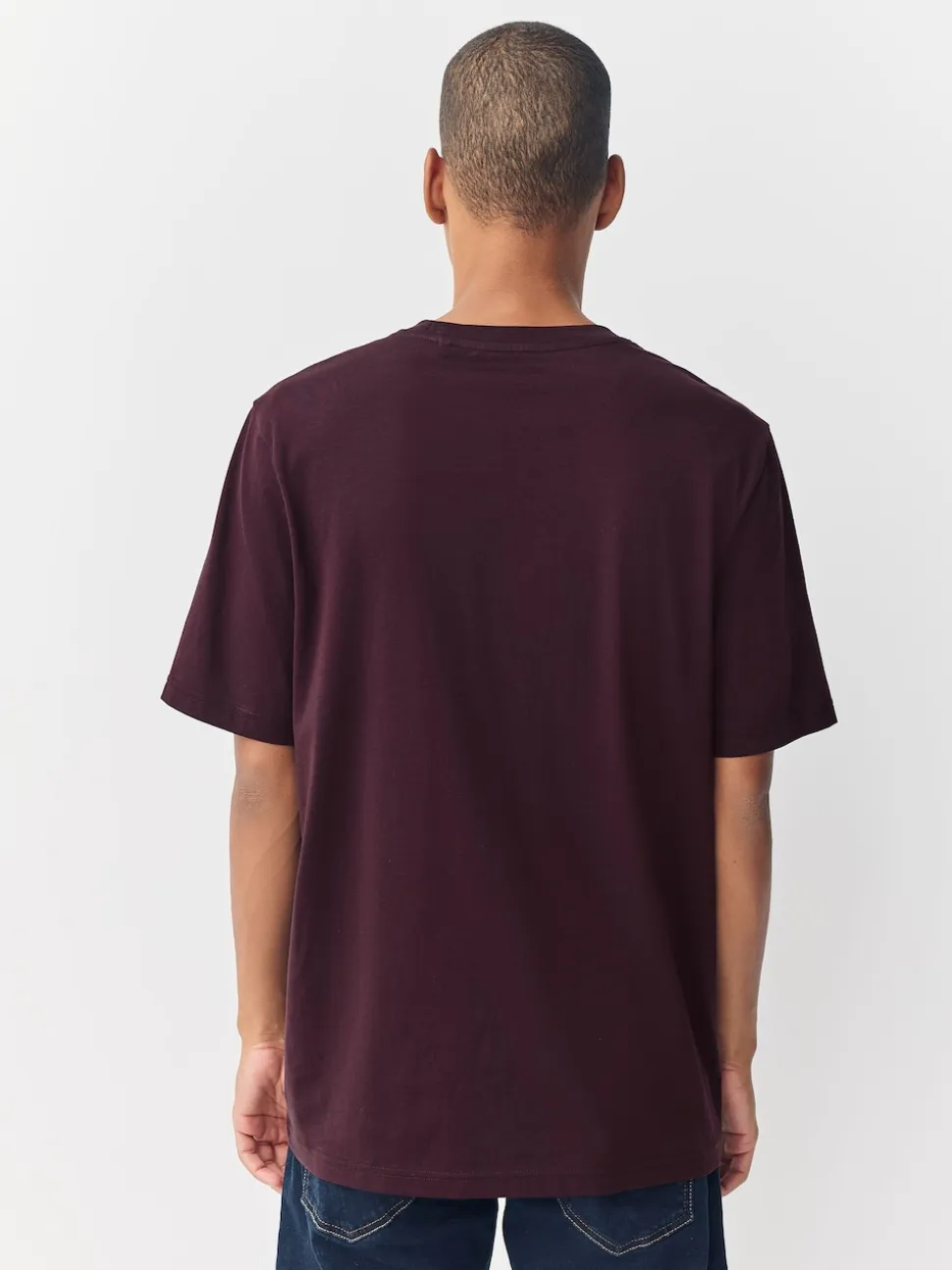Purple Fig Regular Fit Essential Crew Neck Cotton T-Shirt