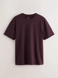 Purple Fig Regular Fit Essential Crew Neck Cotton T-Shirt