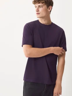 Purple Regular Fit Essential Crew Neck Cotton T-Shirt