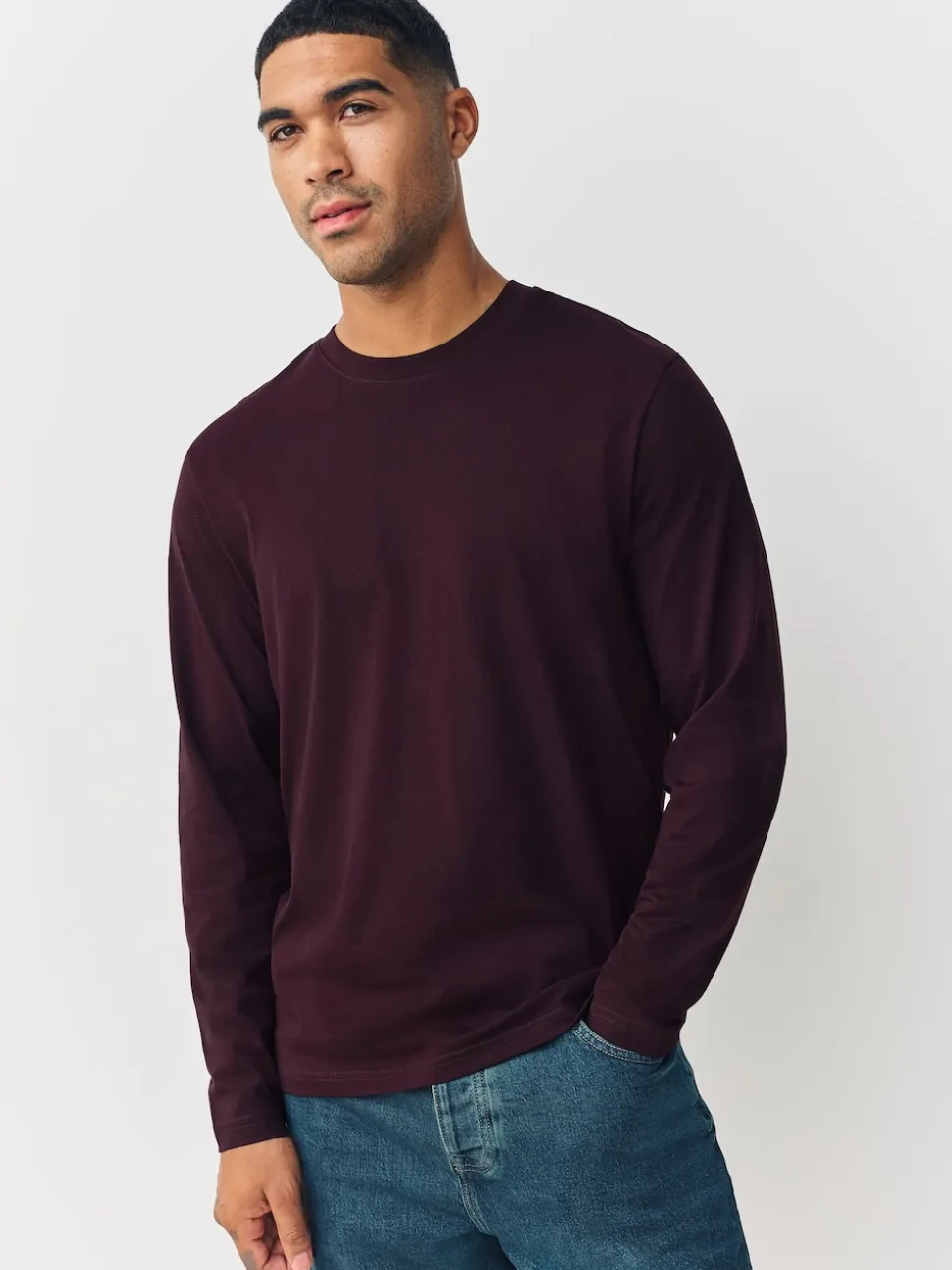 Purple Regular Fit Long Sleeve Crew Neck T-Shirt