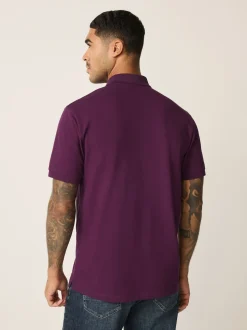 Purple Regular Fit Short Sleeve Pique Polo Shirt