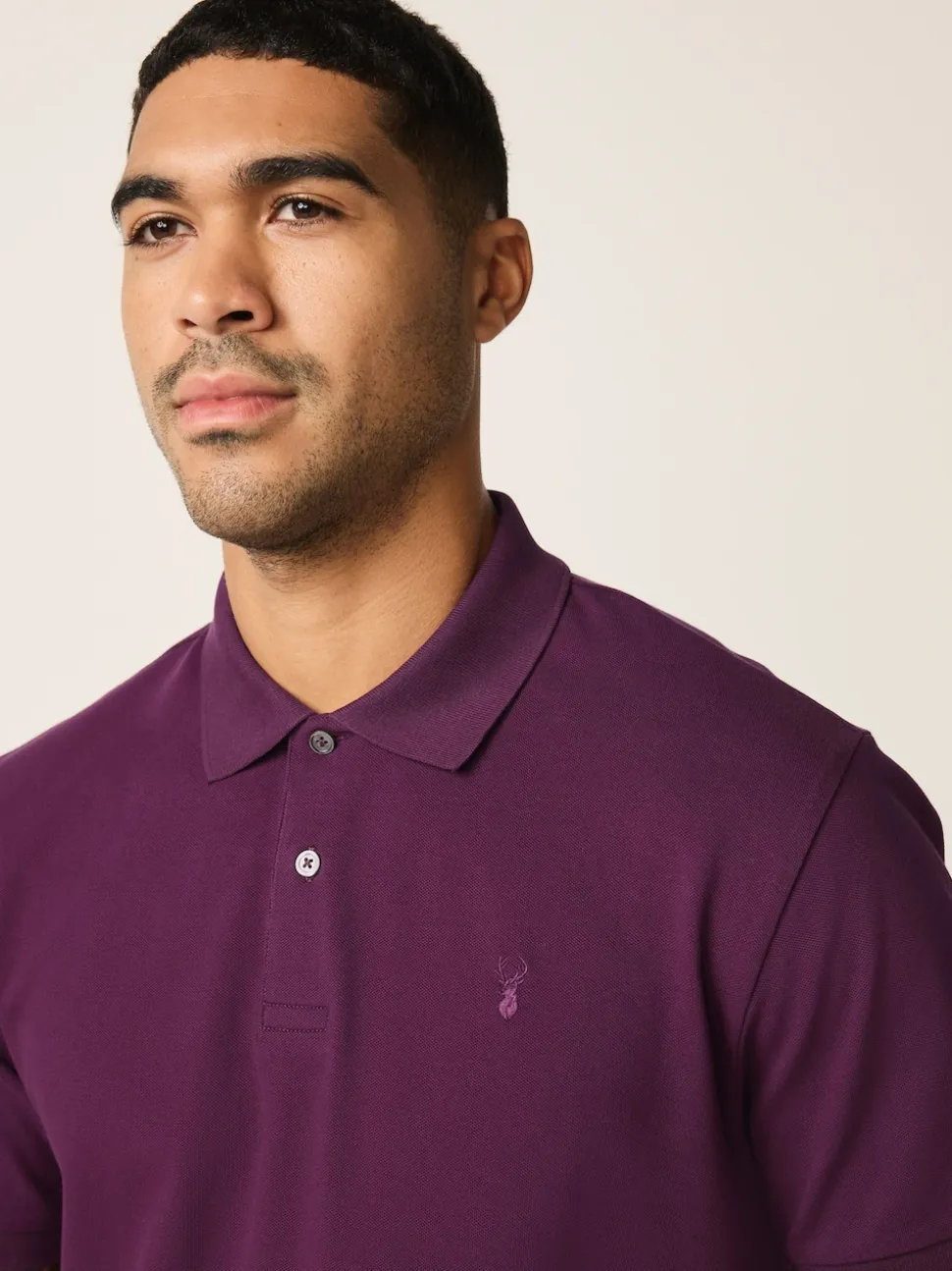 Purple Regular Fit Short Sleeve Pique Polo Shirt
