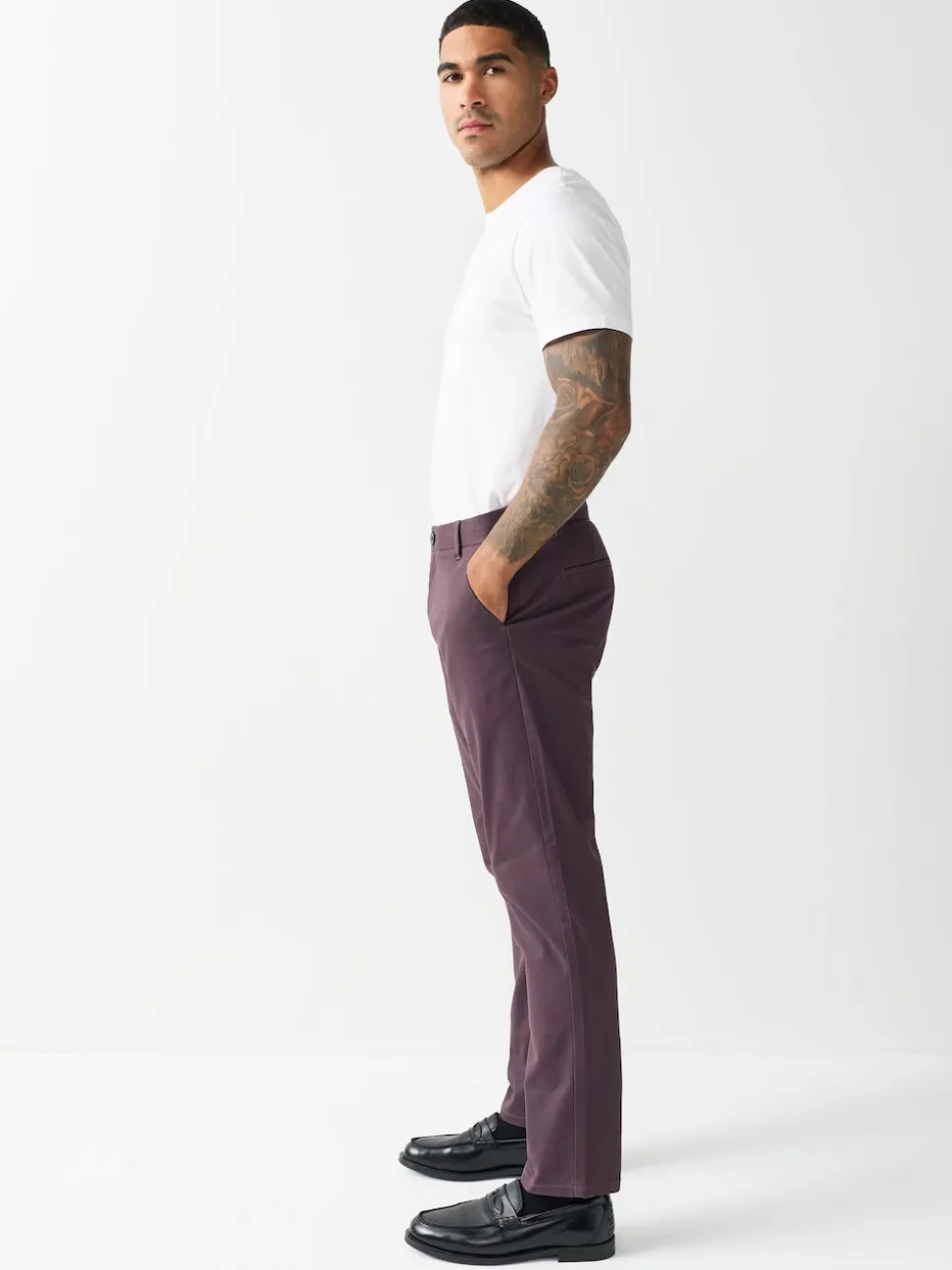 Purple Slim Fit Stretch Chinos Trousers