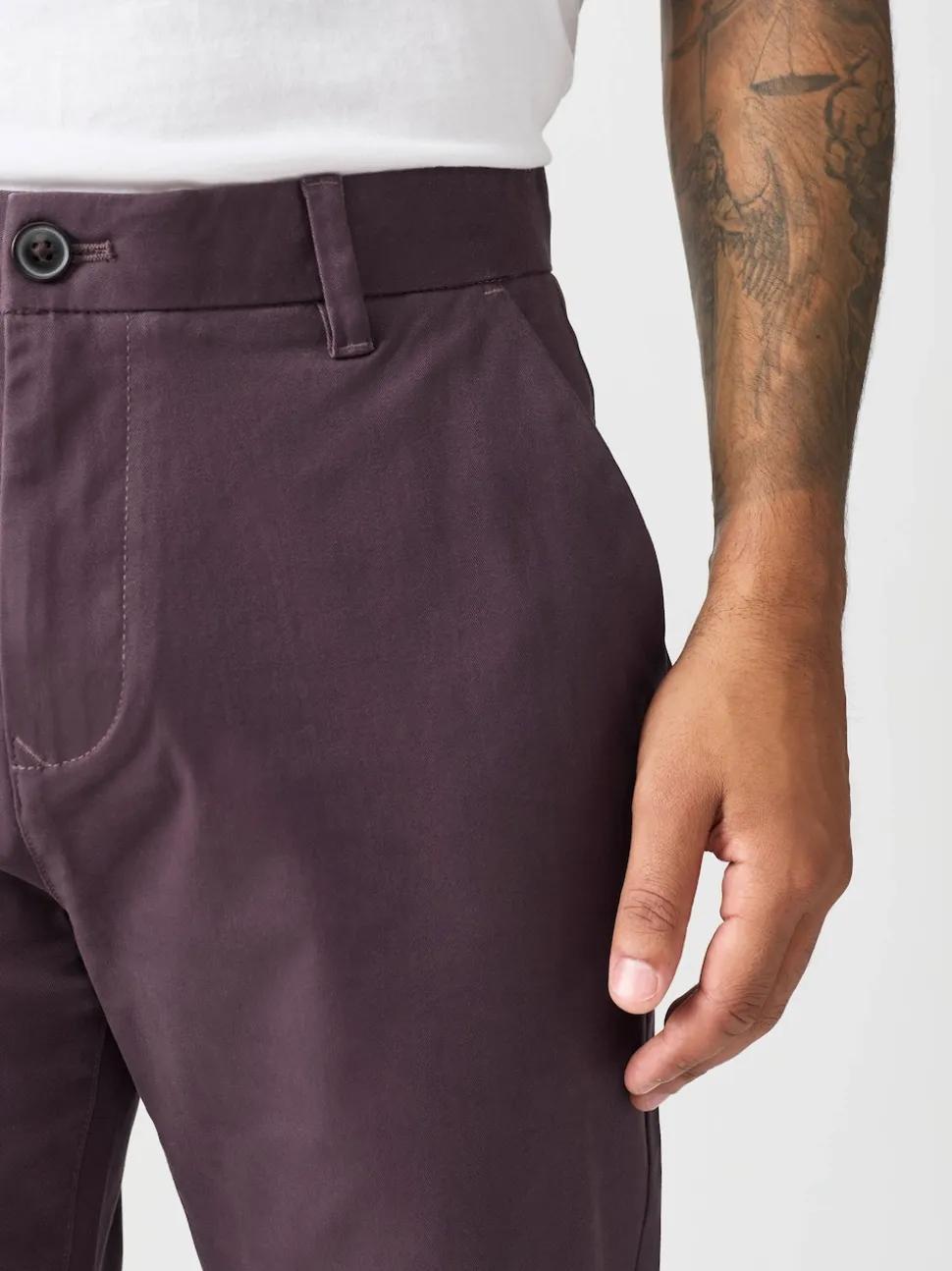 Purple Slim Fit Stretch Chinos Trousers