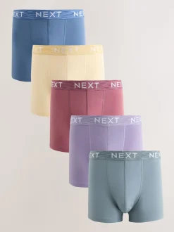 Purple/Blue/Red 5 Pack Cotton Rich Trunk Boxers