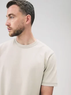 Putty Contrast Stitch Regular Fit Heavyweight T-Shirt