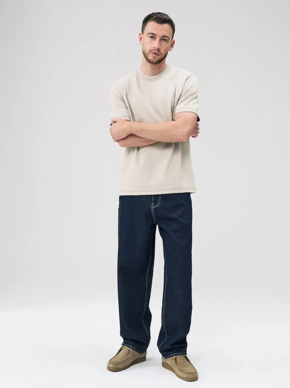 Putty Contrast Stitch Regular Fit Heavyweight T-Shirt