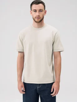 Putty Contrast Stitch Regular Fit Heavyweight T-Shirt