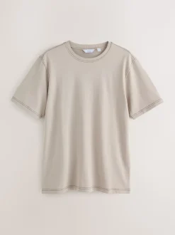 Putty Contrast Stitch Regular Fit Heavyweight T-Shirt