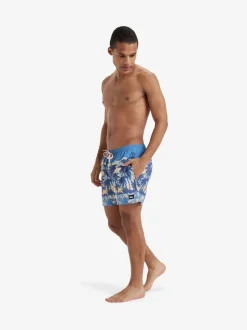 Quiksilver Blue Tropical Print Everyday Straight Volley 15 Swim Shorts