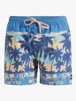 Quiksilver Blue Tropical Print Everyday Straight Volley 15 Swim Shorts