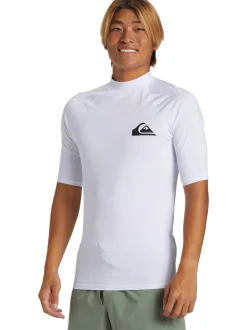 Quiksilver White Short Sleeve UPF50 Rash Vest