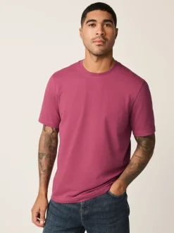 Raspberry Pink Regular Fit Essential Crew Neck Cotton T-Shirt