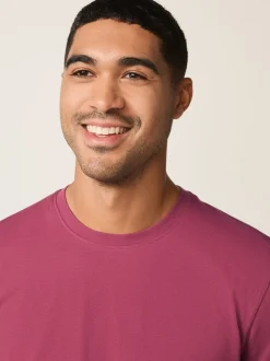 Raspberry Pink Regular Fit Essential Crew Neck Cotton T-Shirt