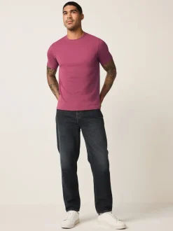 Raspberry Pink Slim Fit Essential Crew Neck Cotton T-Shirt