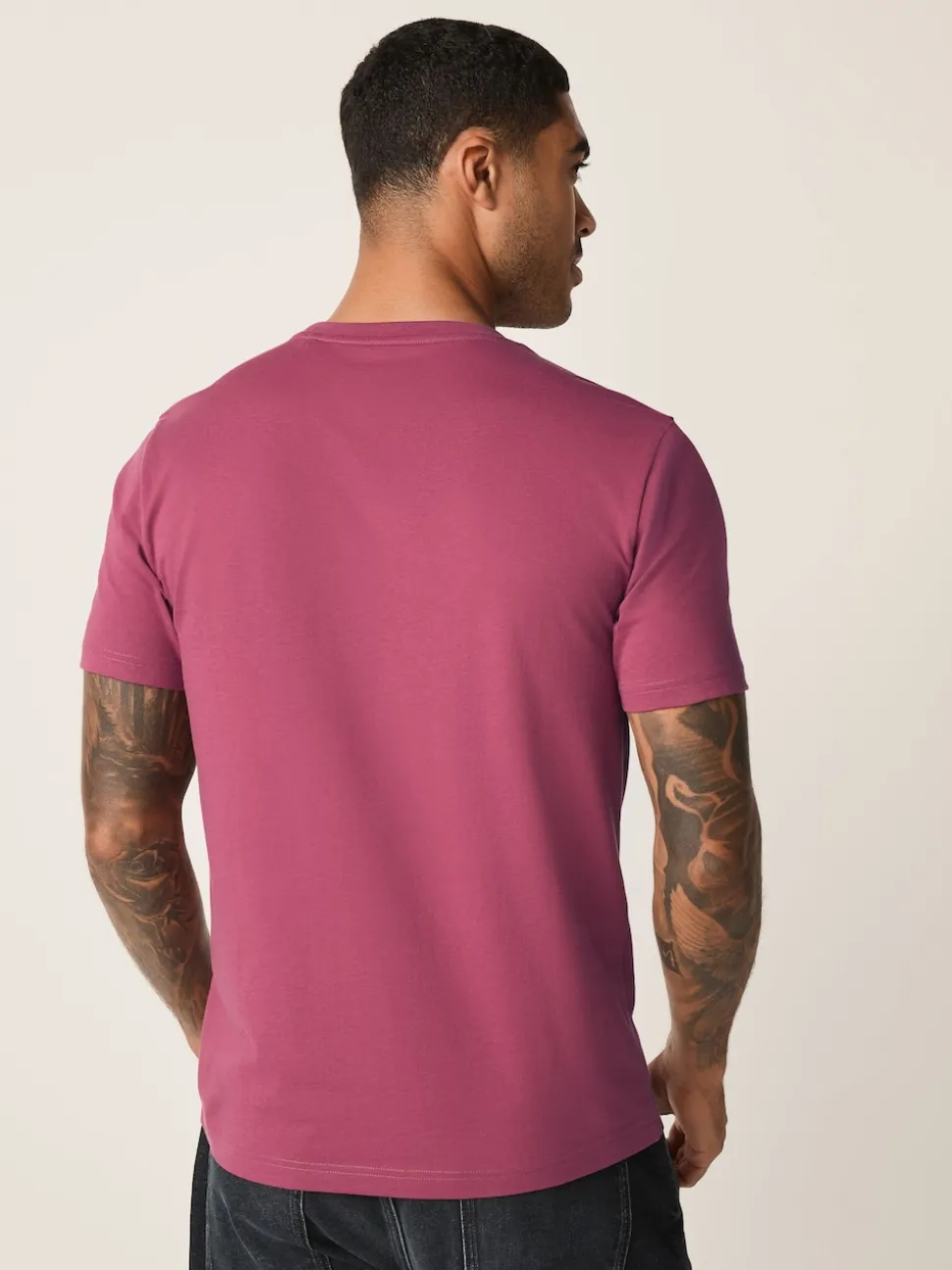 Raspberry Pink Slim Fit Essential Crew Neck Cotton T-Shirt