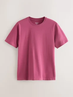 Raspberry Pink Slim Fit Essential Crew Neck Cotton T-Shirt