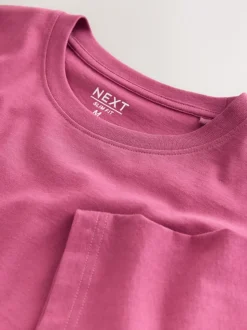 Raspberry Pink Slim Fit Essential Crew Neck Cotton T-Shirt