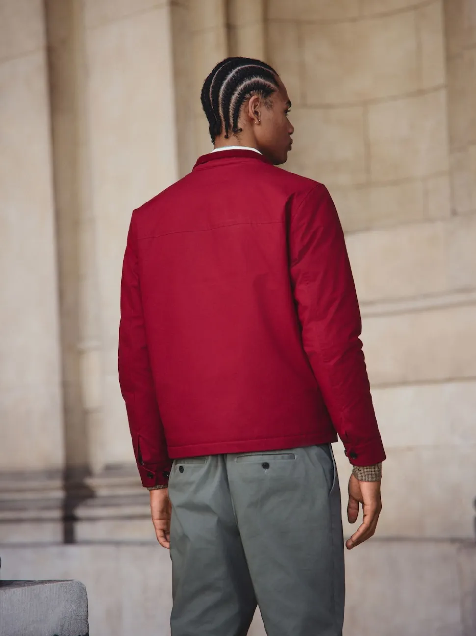 Red Borg Lined Shower Resistant Harrington Jacket