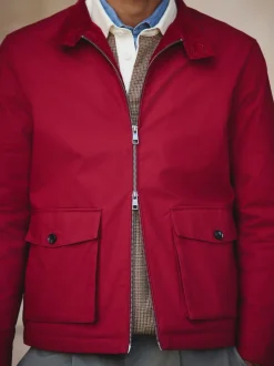 Red Borg Lined Shower Resistant Harrington Jacket